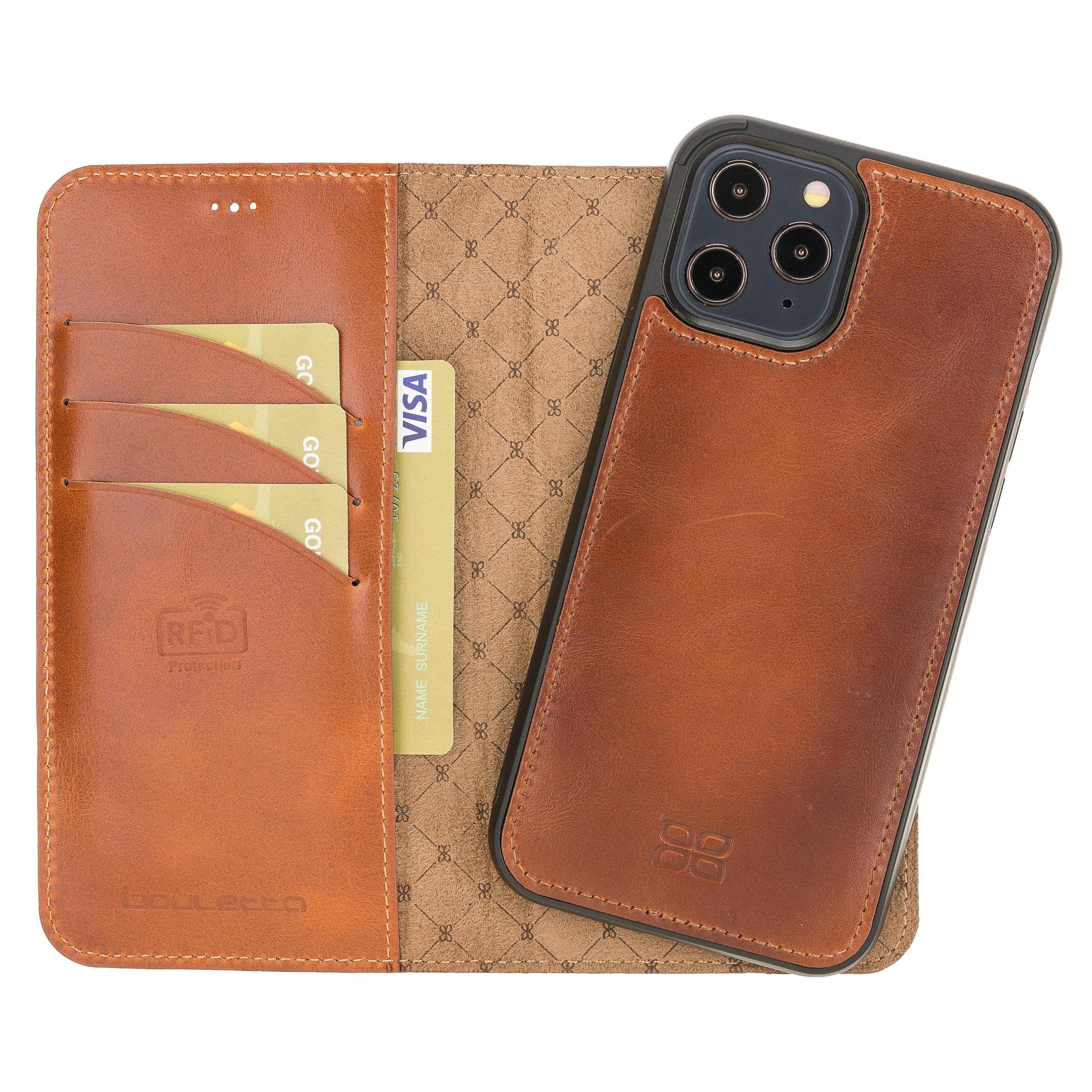 Detachable Leather Wallet Cases for Apple iPhone 12 Series iPhone 12 Pro Max / Tan Bouletta LTD