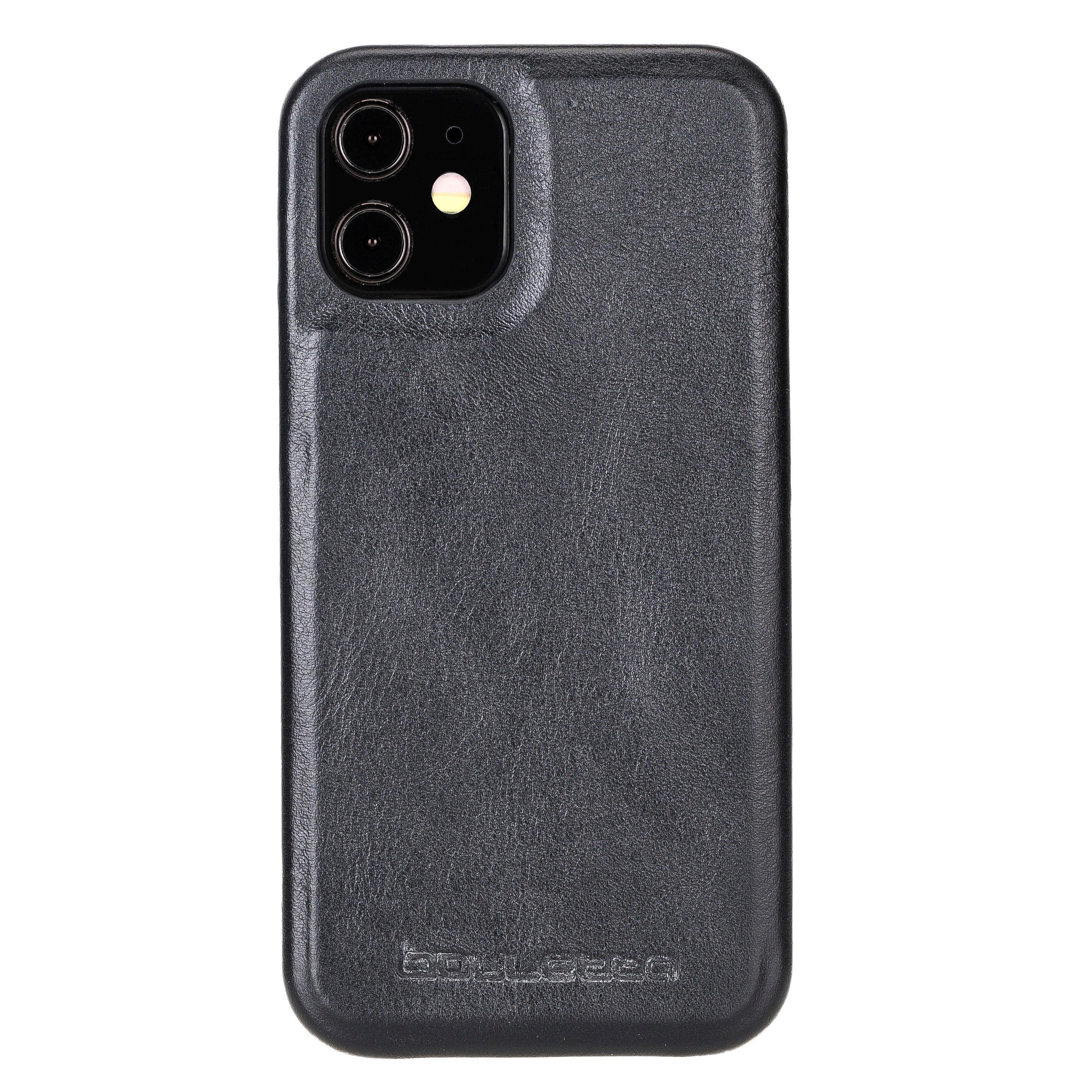 Fully Leather Back Cover for Apple iPhone 12 Series iPhone 12 / Black Bouletta LTD