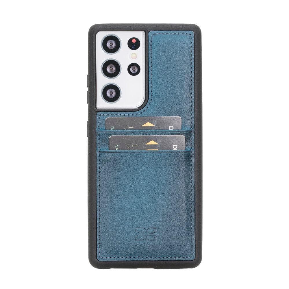 Flex Cover Back with Card Holder Leather Cases for Samsung Galaxy S21 Series S21 Ultra 6.8" / Blue Bouletta LTD