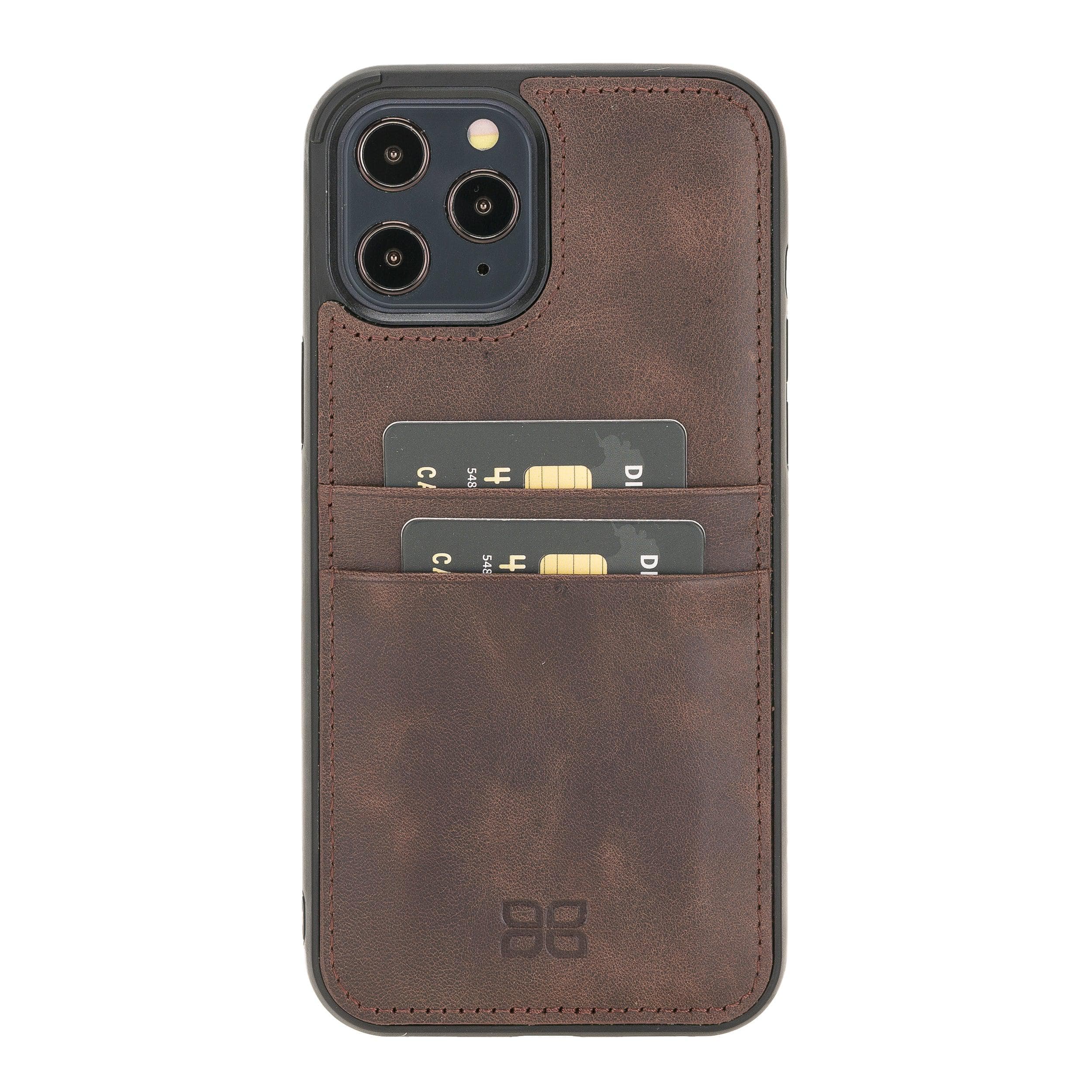Flexible Leather Back Cover with Card Holder for iPhone 12 Series iPhone 12 Pro Max / Dark Brown Bouletta LTD