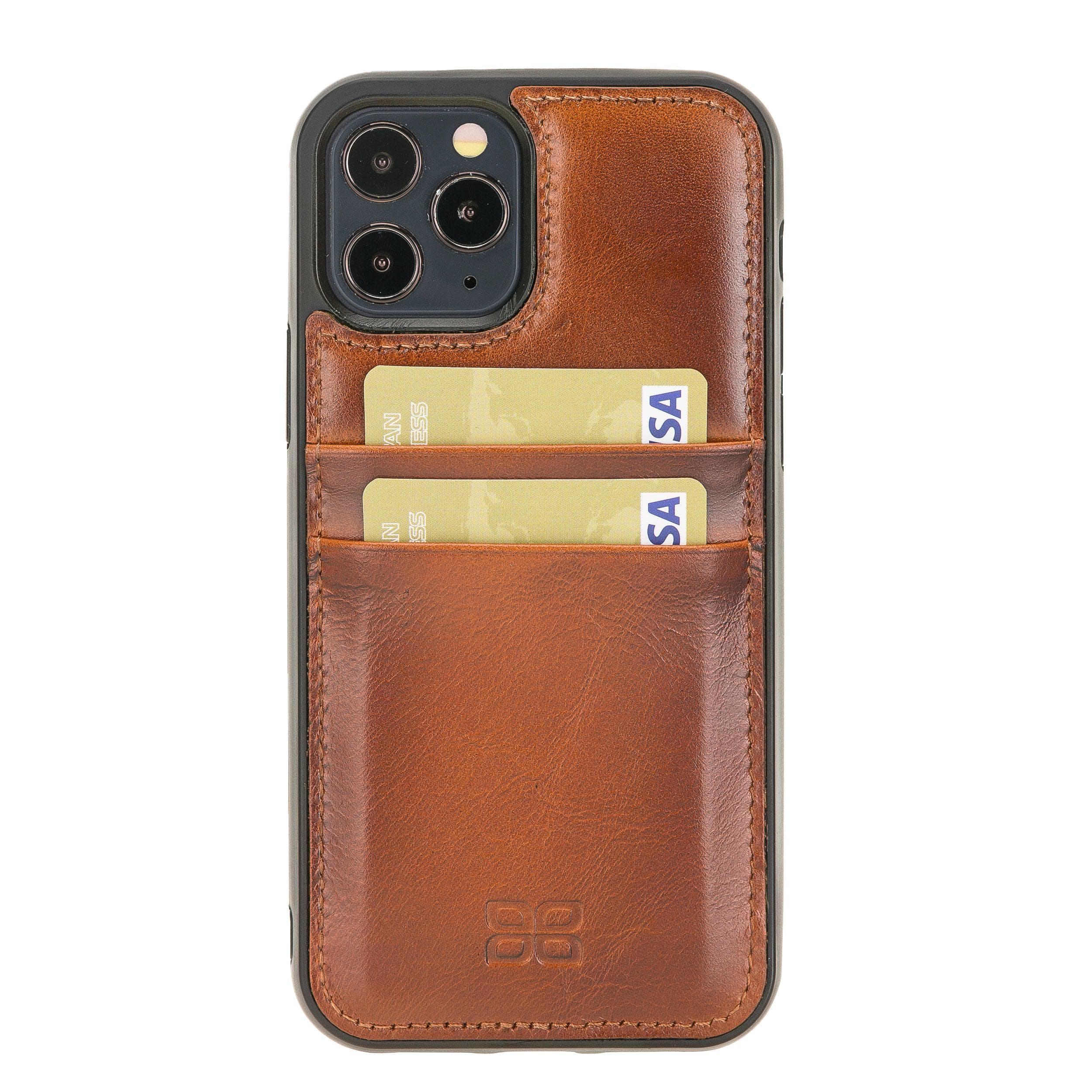 Flexible Leather Back Cover with Card Holder for iPhone 12 Series iPhone 12 Pro / Tan Bouletta LTD