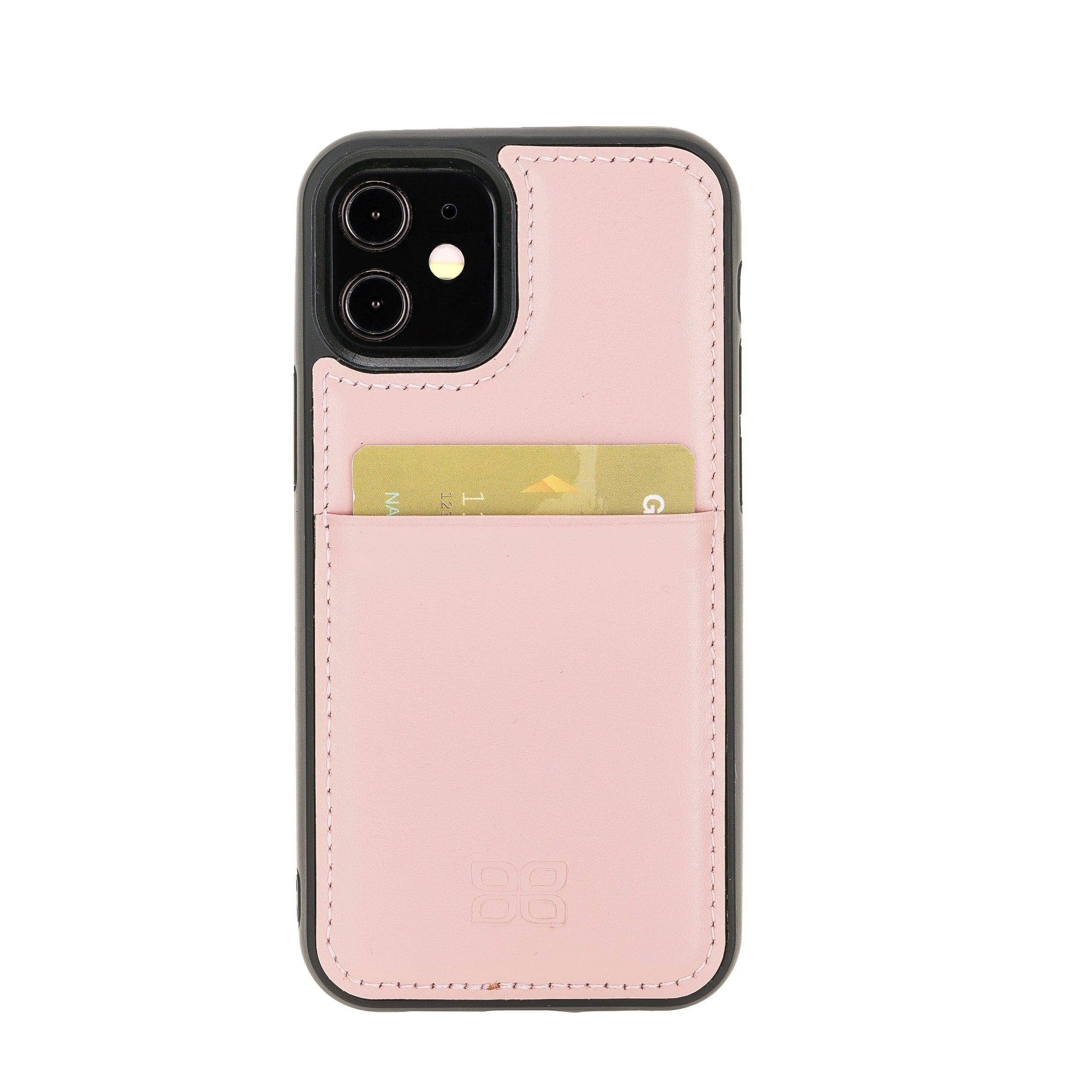 Flexible Leather Back Cover with Card Holder for iPhone 12 Series iPhone 12 Mini / Pink Bouletta LTD