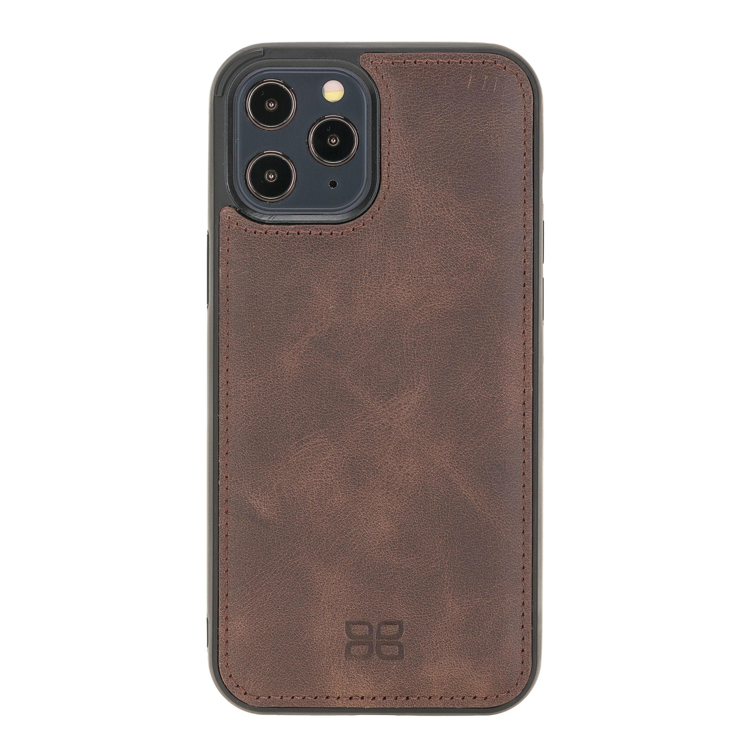 Flexible Leather Back Cover for Apple iPhone 12 Series iPhone 12 Pro Max / Dark Brown Bouletta LTD