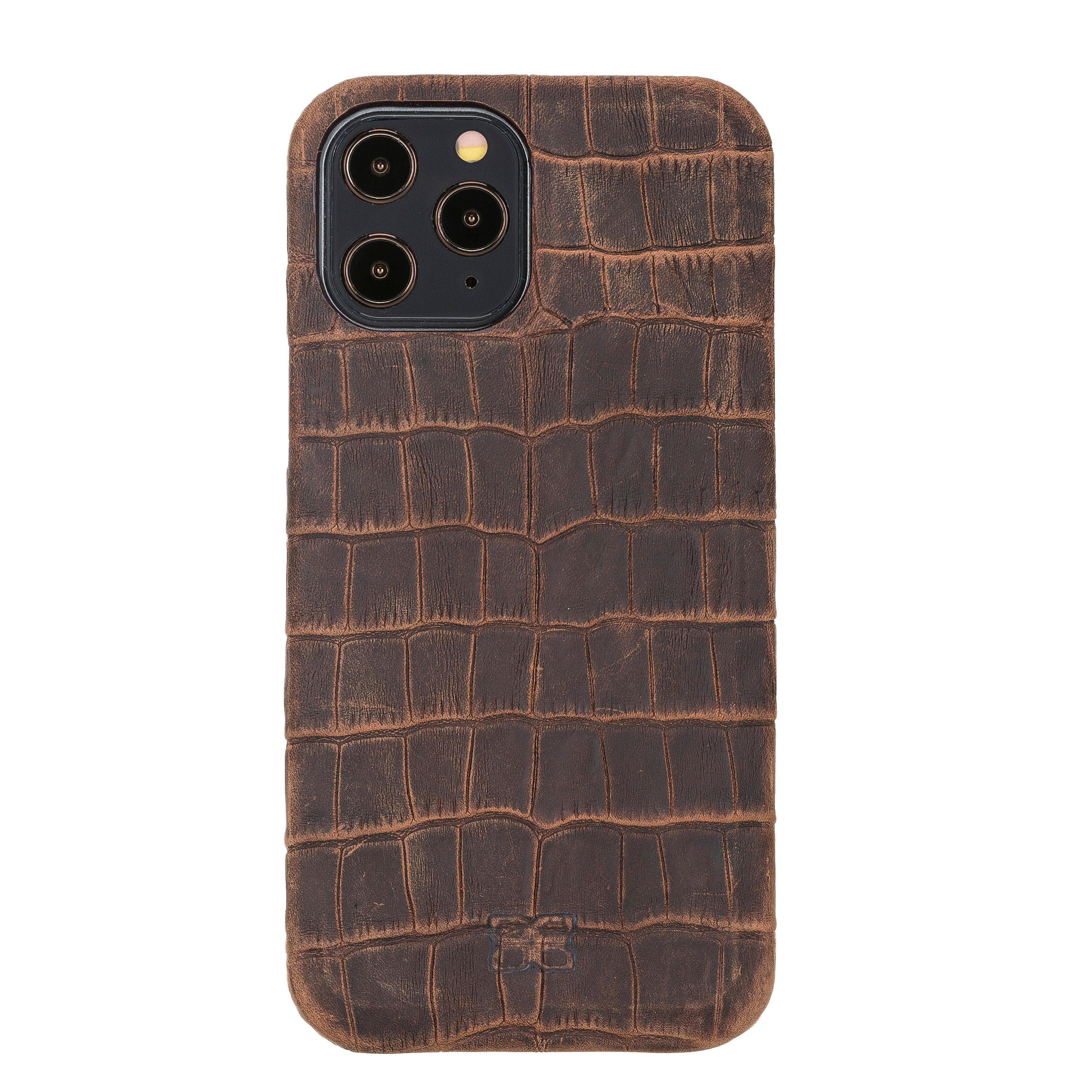Fully Leather Back Cover for Apple iPhone 12 Series iPhone 12 Pro Max / Dragon Brown Bouletta LTD