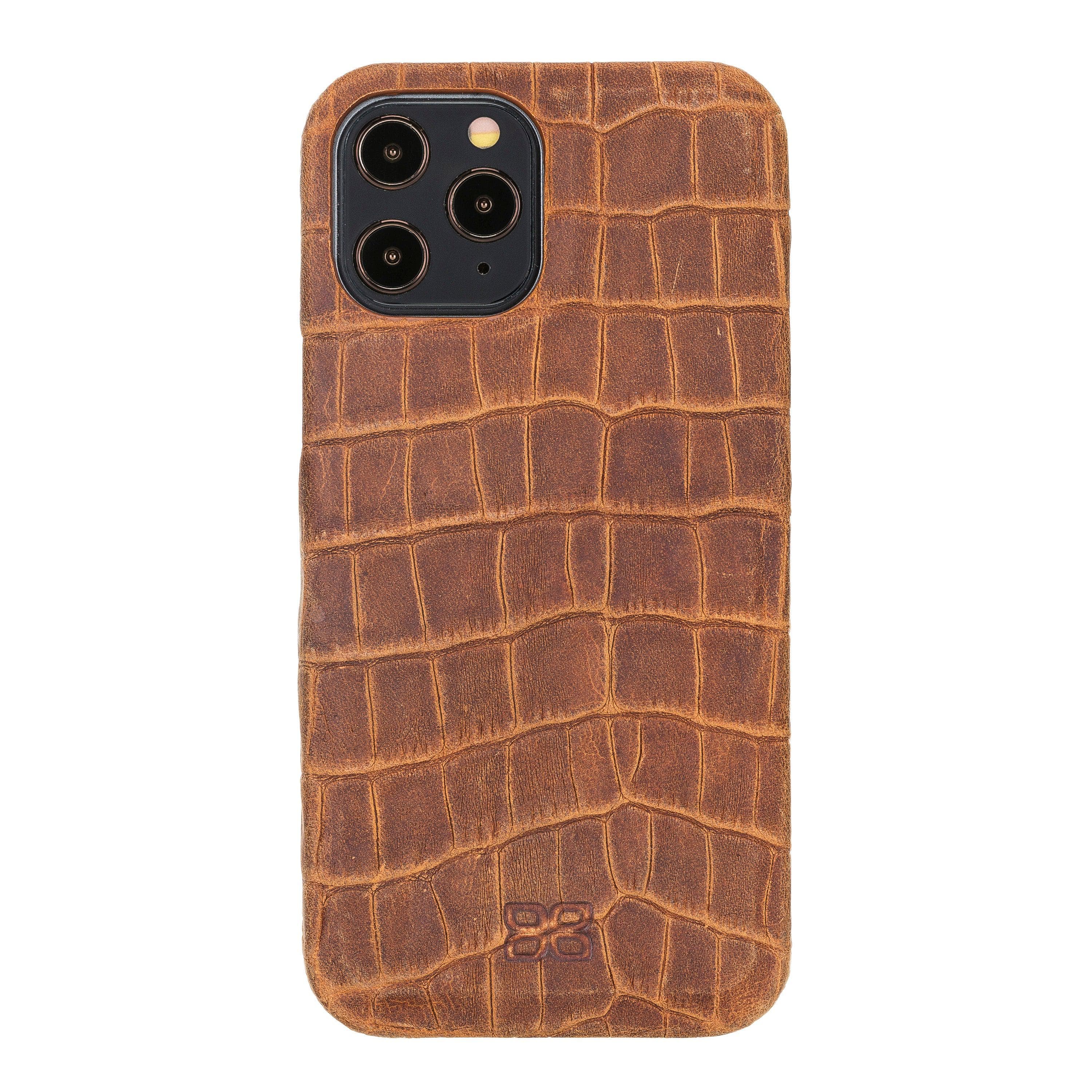 Fully Leather Back Cover for Apple iPhone 12 Series iPhone 12 Pro Max / Dragon Tan Bouletta LTD