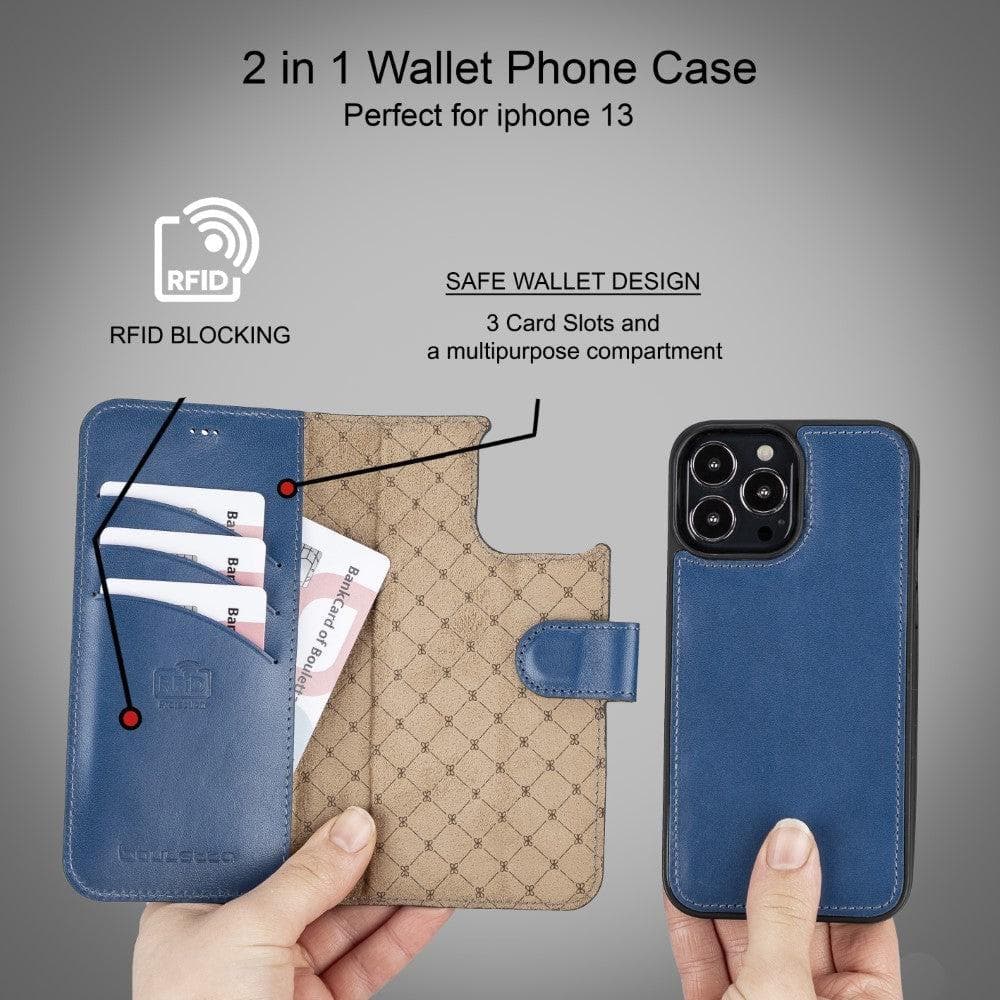 Bluebonnet - Leather Wallet Case for Apple iPhone 13 Pro Max - Saddle Tan