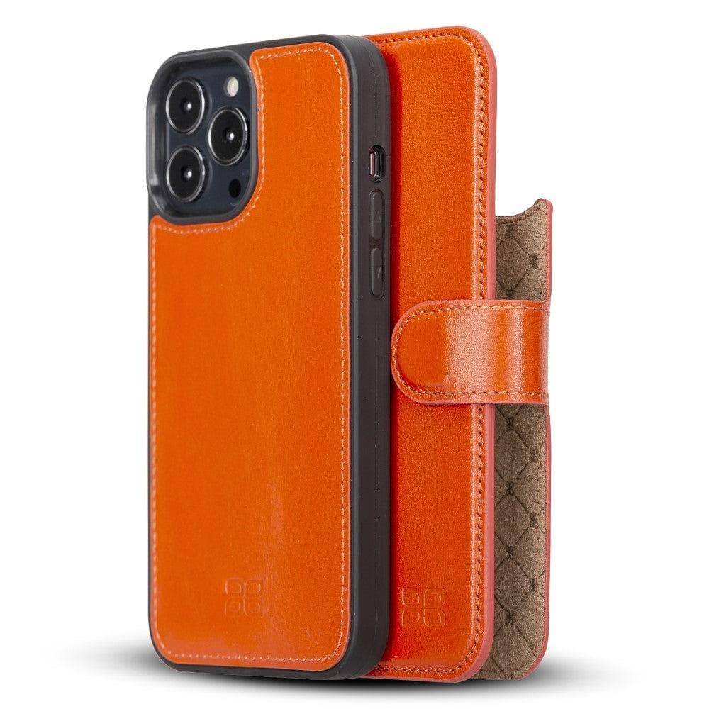 Limited Edition Apple iPhone 13 Pro Max and iPhone 13 Pro Detachable Leather Wallet Case Orange / iPhone 13 Pro Max 6.7" Bouletta LTD