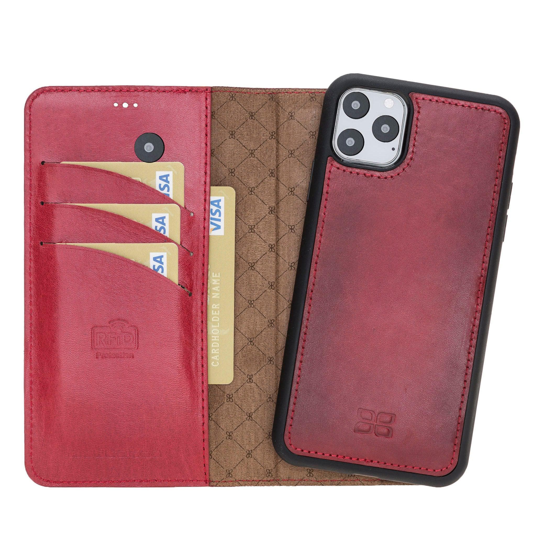 Magnetic Detachable Leather Phone Case for Apple iPhone 11 Series iPhone 11 Pro Max / Red Bouletta LTD