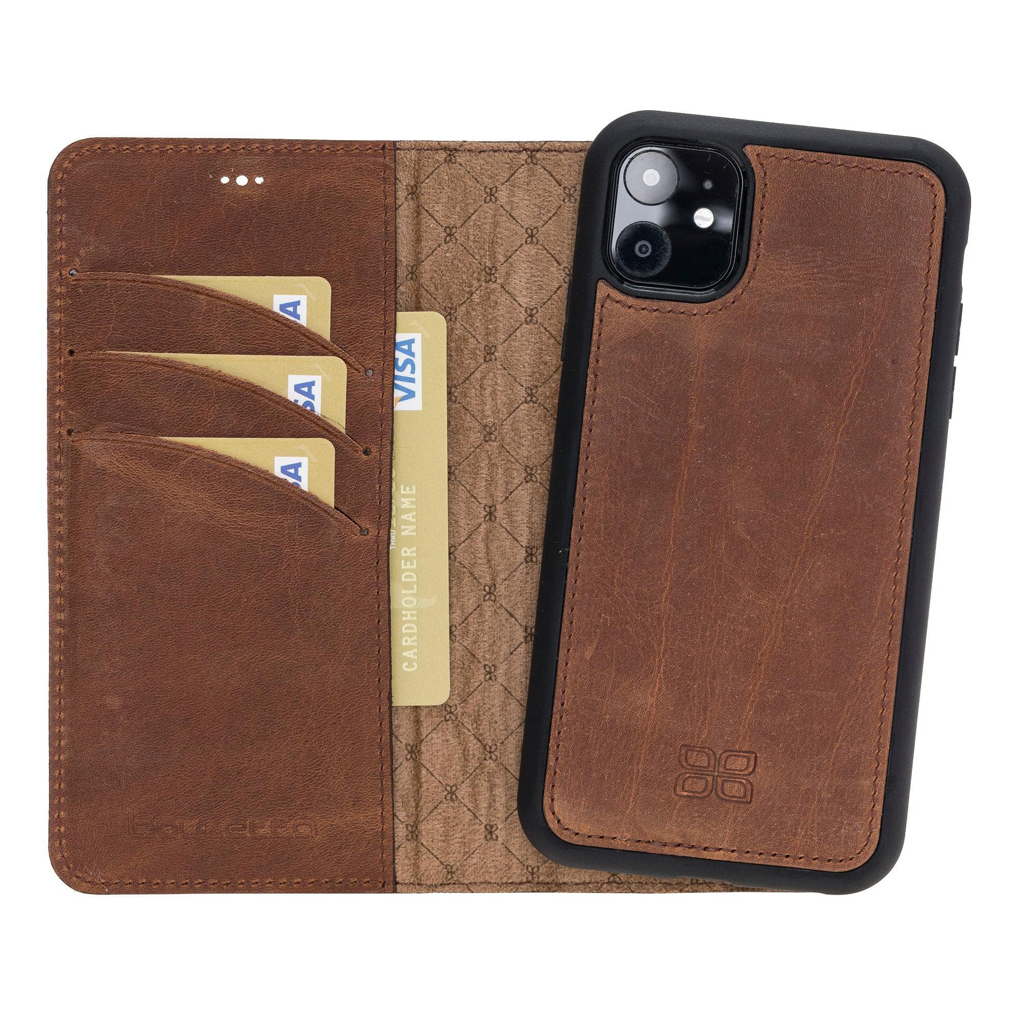 Magnetic Detachable Leather Phone Case for Apple iPhone 11 Series iPhone 11 / Antic Brown Bouletta LTD