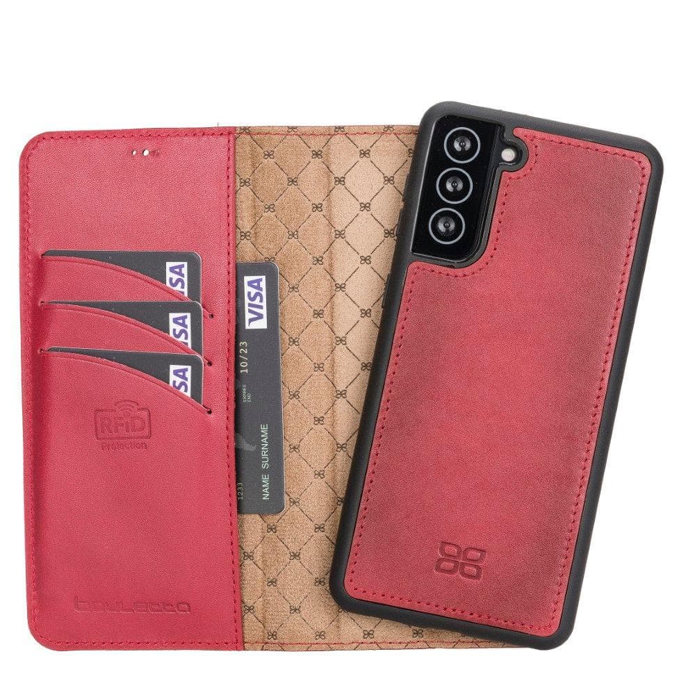 Magnetic Detachable Leather Wallet Cases for Samsung Galaxy S21 Series S21 Plus 6.7" / Red Bouletta LTD