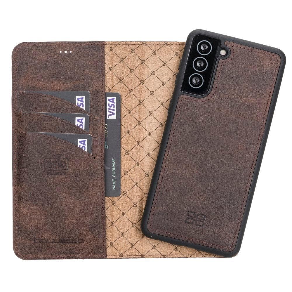 Magnetic Detachable Leather Wallet Cases for Samsung Galaxy S21 Series S21 6.2" / Dark Brown Bouletta LTD