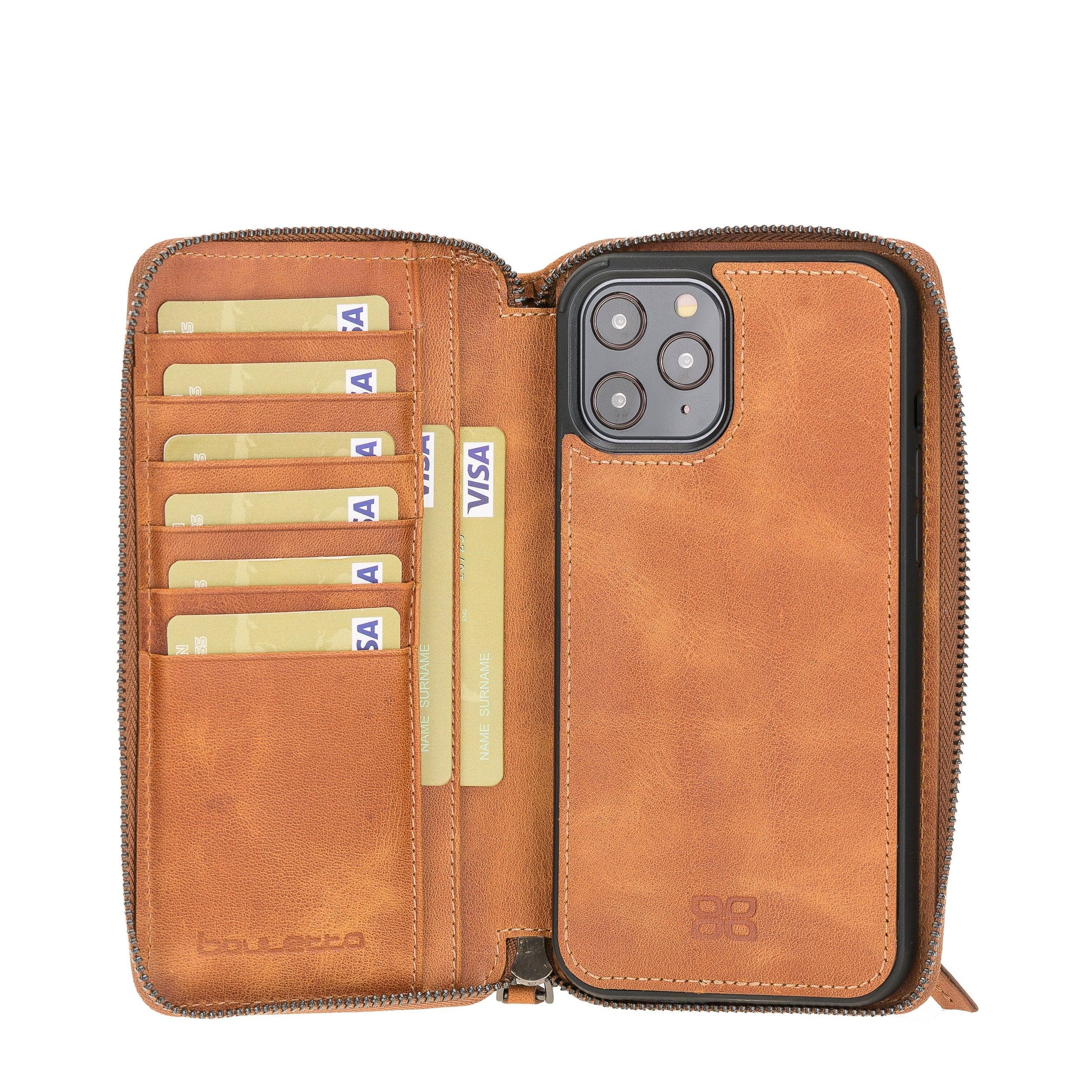 Detachable Leather Zipper Wallet Cases for Apple iPhone 12 Series Bouletta LTD