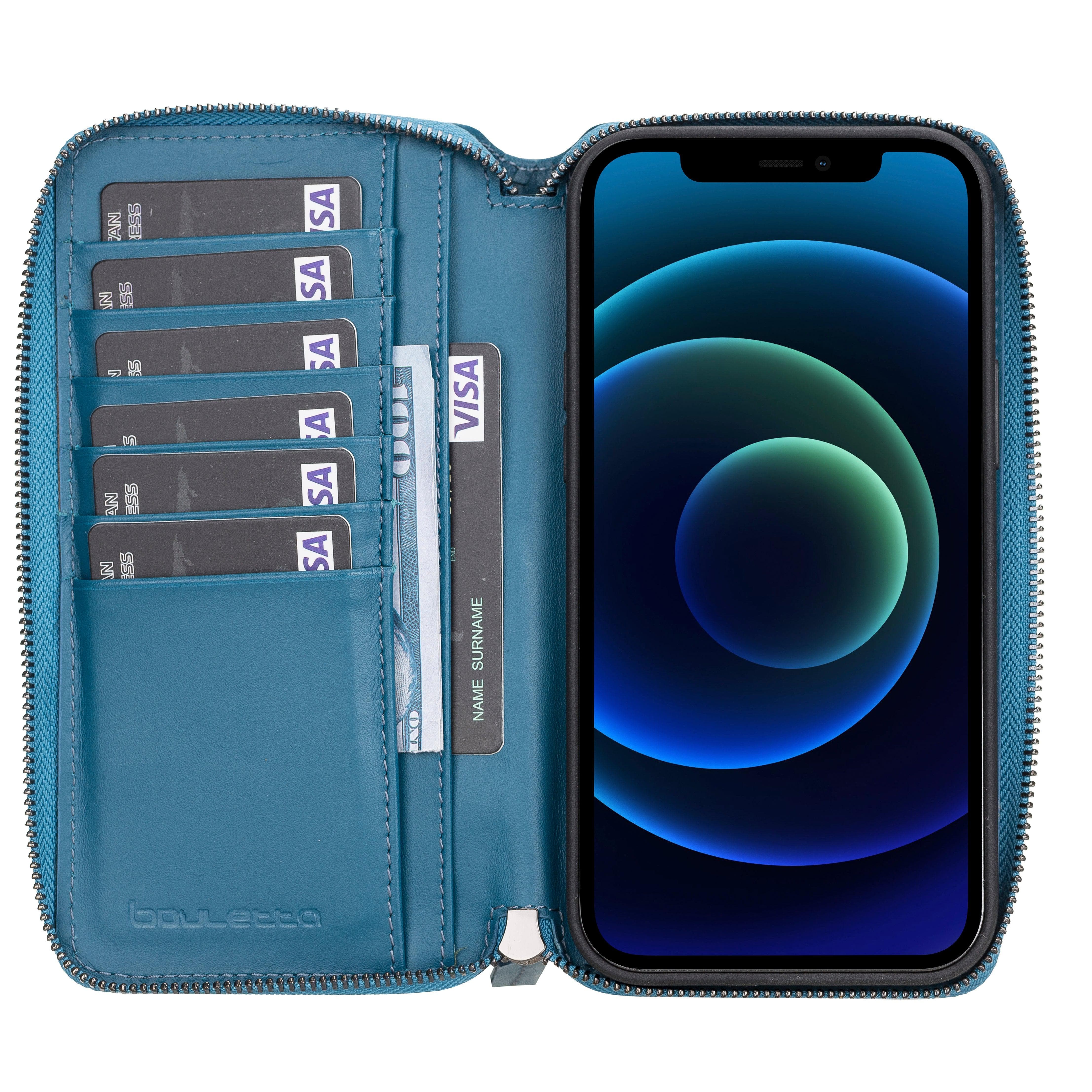 Blue Pouch Magnetic Detachable iPhone 12 Pro Max Leather Case