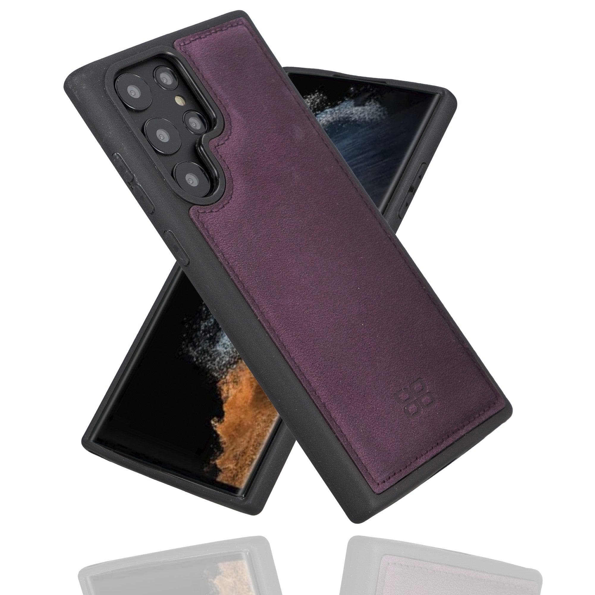 Samsung Galaxy S22 Series Genuine Leather Slim Back Cover Case Samsung Galaxy S22 Ultra / Purple Bouletta LTD