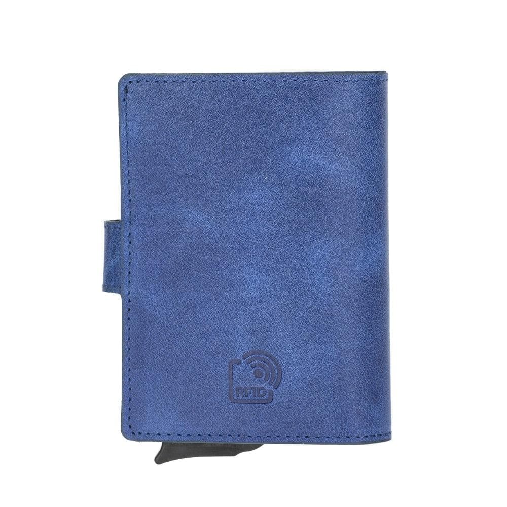 Palermo Zip Mechanical Leather Card Holder Blue Bouletta LTD
