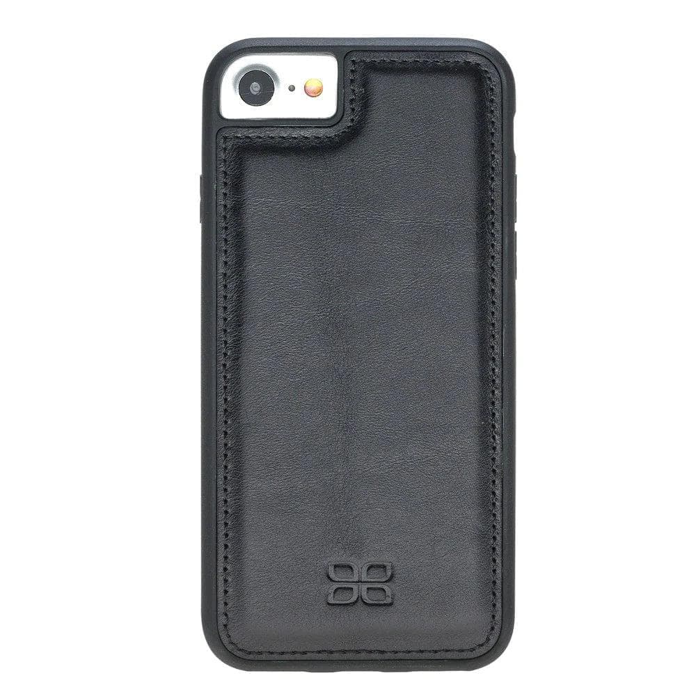 Flexible Genuine Leather Back Cover for Apple iPhone 8 Series iPhone 8 / Rustic Black Bouletta LTD