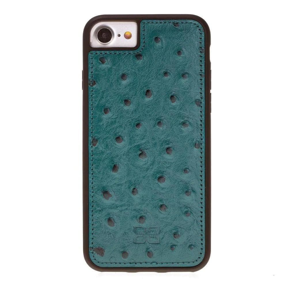 Flexible Genuine Leather Back Cover for Apple iPhone 8 Series iPhone 8 / Ostrich Cyan Bouletta LTD