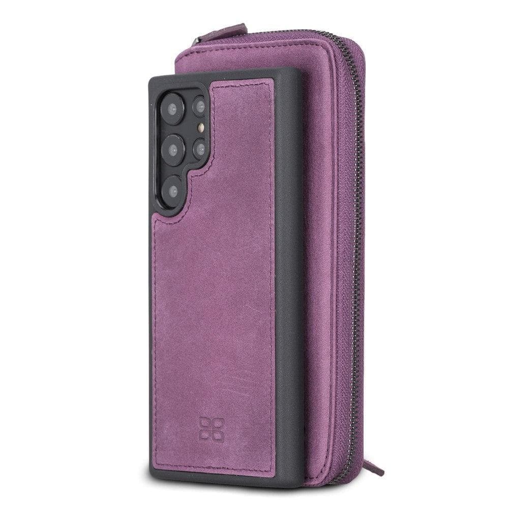 Samsung Galaxy S22 Series Zippered Leather Detachable Wallet Case S22 Ultra / Purple Bouletta LTD