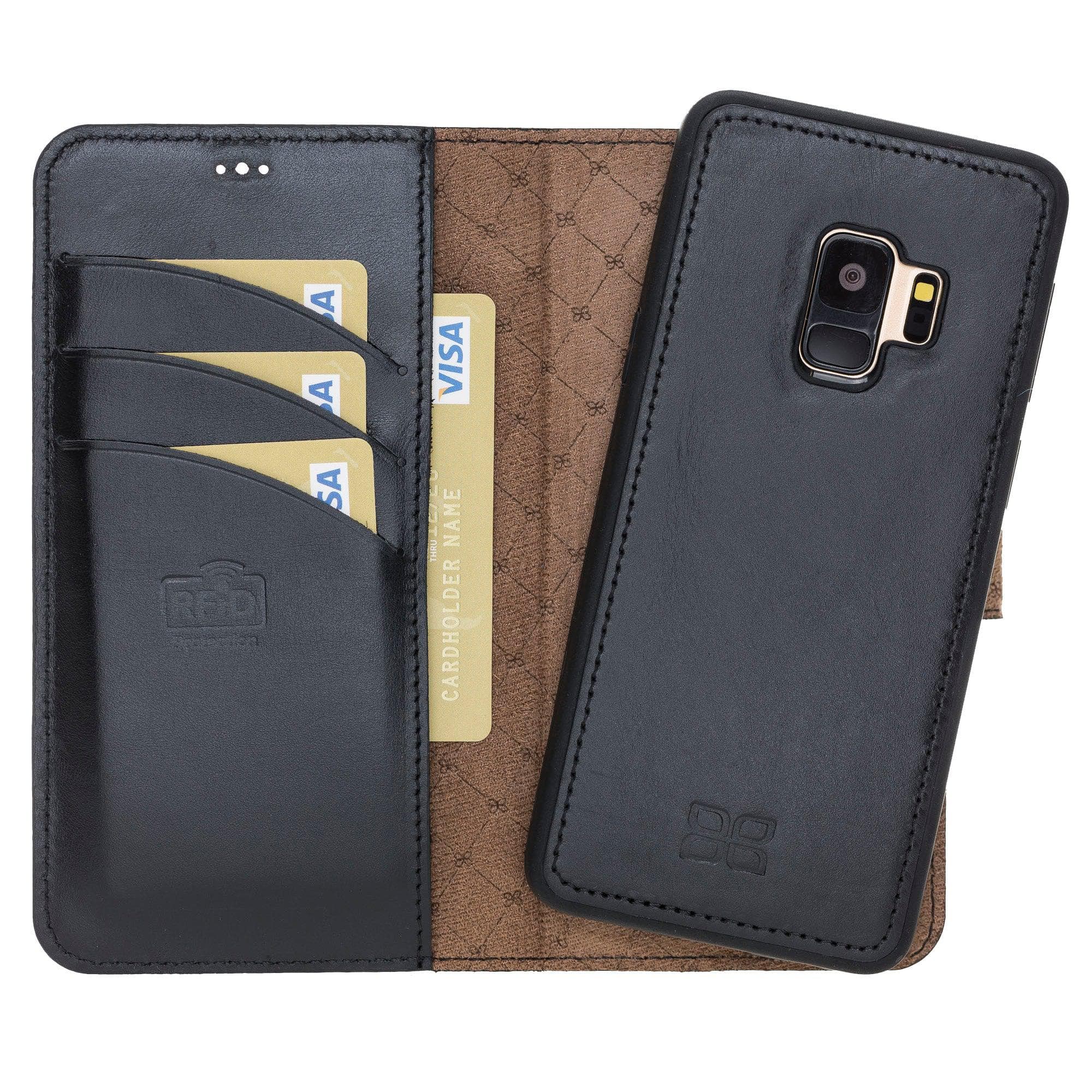 Samsung Galaxy S9 Series Leather Detachble Magic Wallet Case Samsung S9 / Rsutic Black Bouletta