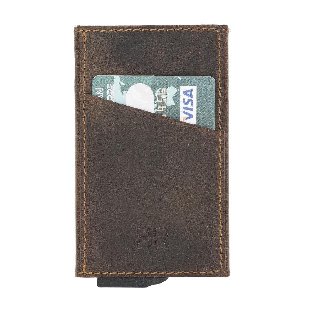 Torres Leather Mechanical Card Holder Antic Dark Brown Bouletta