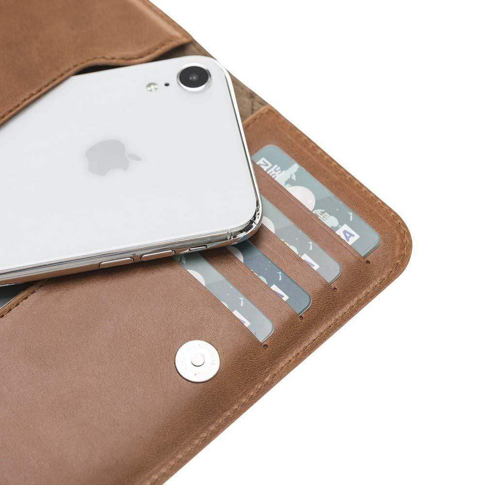 Leather Universal Clutch Wallet Case up to 5.7 inch Phones - Rustic Burnished Tan Bouletta Shop