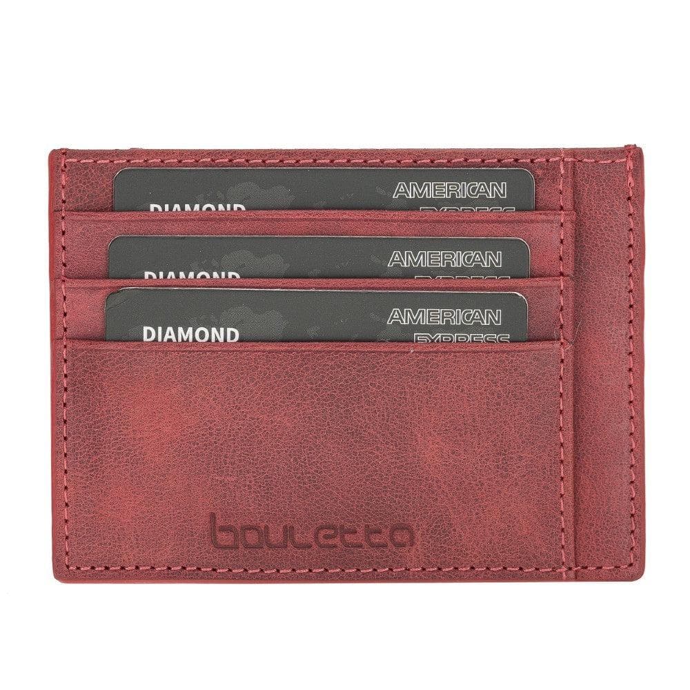 Handmade and Personalized Minimaalist Geniuine Leather Card Holder - BLWL18 Tiguan Red Bouletta LTD